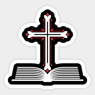 Cross of the Lord Jesus Christ and an open bible. Sticker